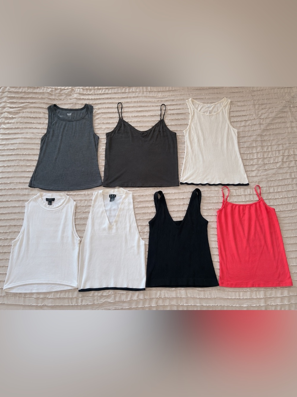 Bundle of 7 Women’s Tank Tops Small Mixed Styles Y2K Basics Summer Lot-S-L
